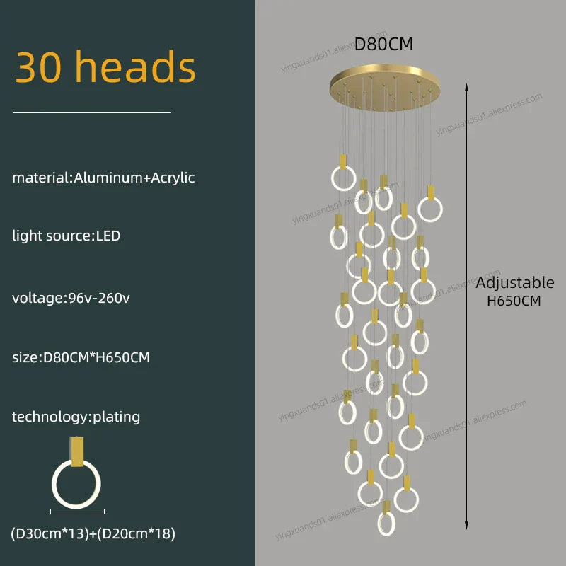 Modern Luxury Gold\Black Acrylic Loft Chandelier