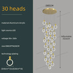 Modern Luxury Gold\Black Acrylic Loft Chandelier