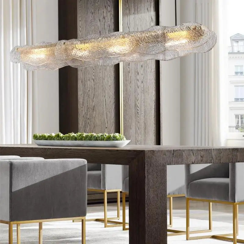 Art Glass Dining Table Chandelier: Modern Luxury LED Hanging Light Fixtures