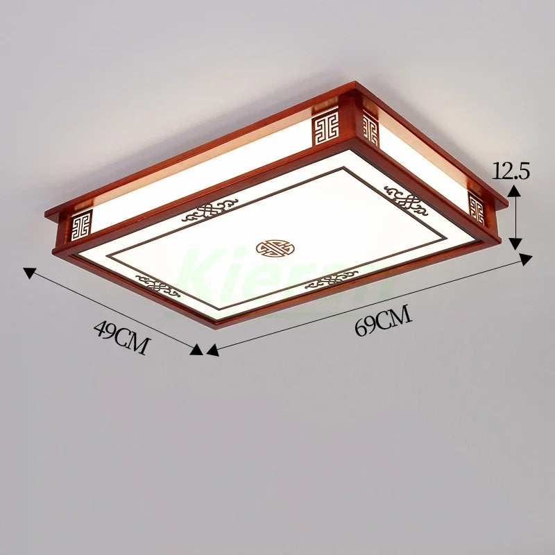 Solid Wood LED Ceiling Lamp, Nordic Modern Design, Hollow Carved, Living Room Bedroom Decor