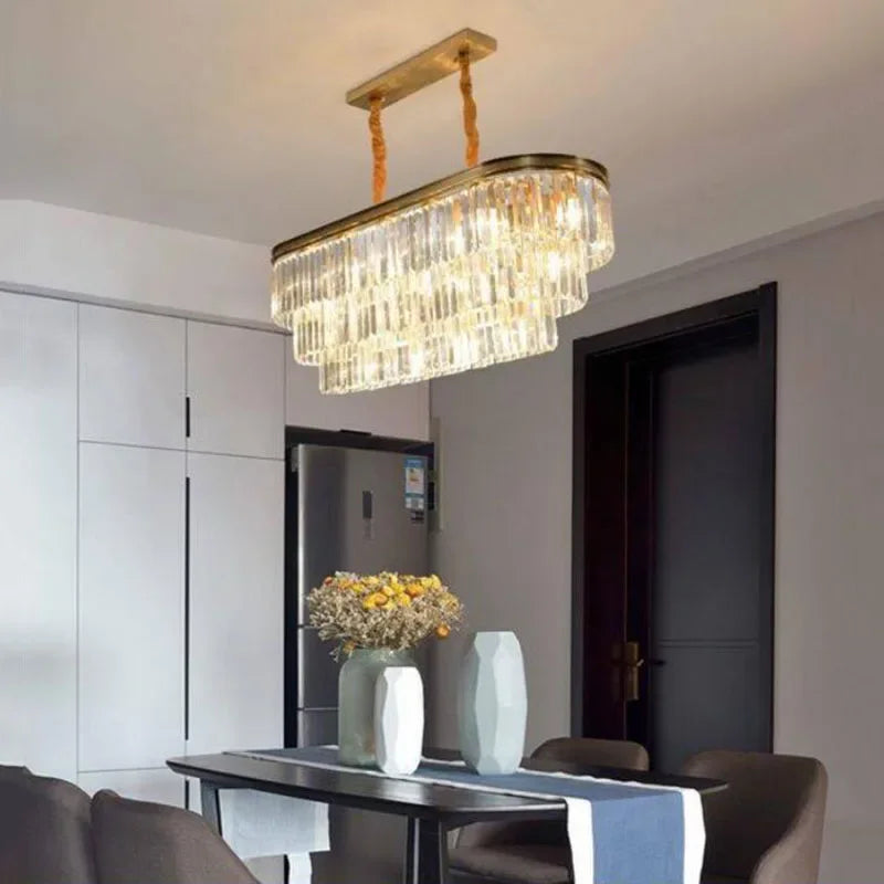Crystal Chandelier: Modern Gold LED Lighting for Dining, Bedroom, and Living Room