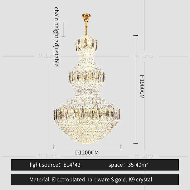 Light Luxury Crystal Chandelier: Postmodern Elegance for Hotels, Villas, and Duplexes