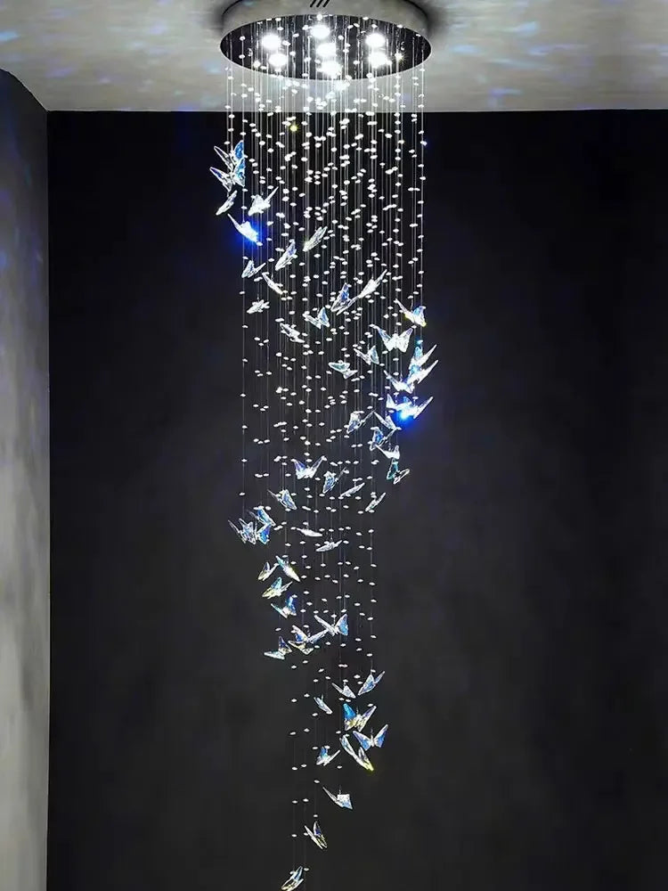 Minimalist Crystals Pendant Light Chandelier for Indoor Ceiling - Butterfly Design