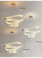 Irregular Steel & K9 Crystal LED Pendant Chandelier for Foyer, Dimmable Lighting