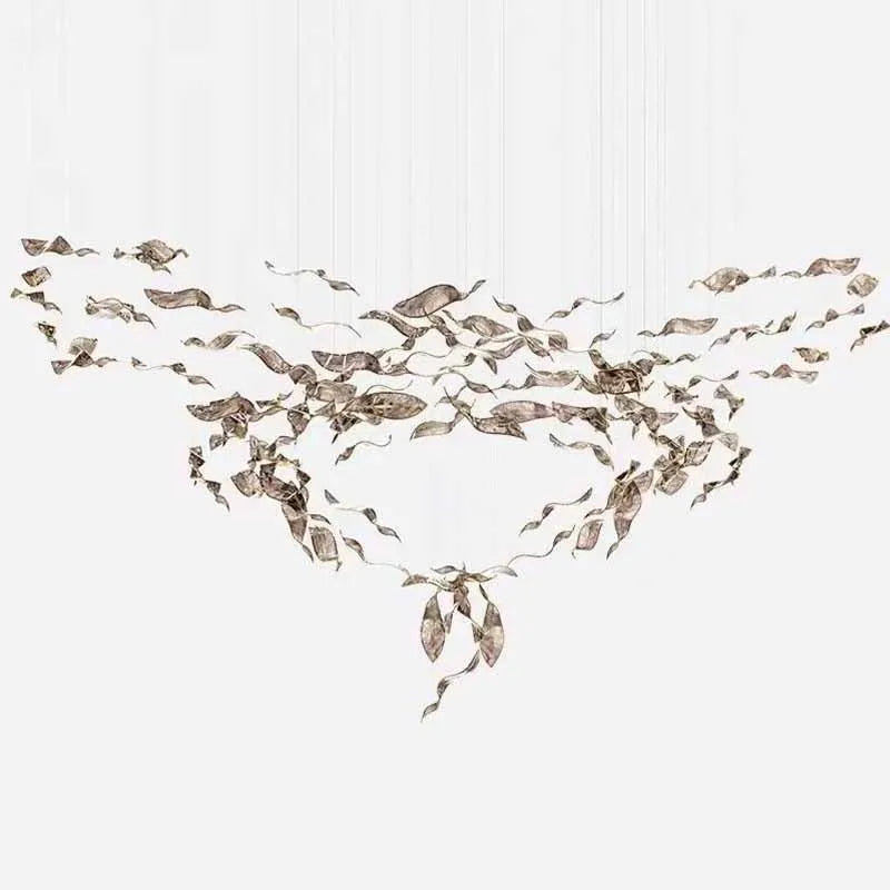 Modern Crystal Glass Pendant Chandelier for High Ceiling Staircase and Home