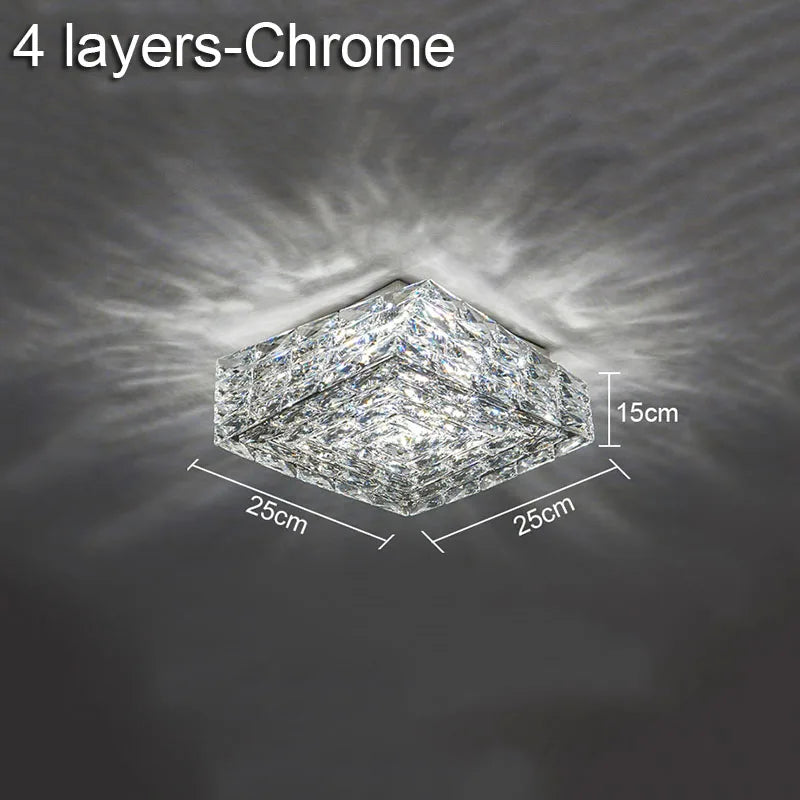 Crystal Ceiling Lamp: Modern Minimalist Indoor LED Lighting for Living Room, Dining & Bedroom