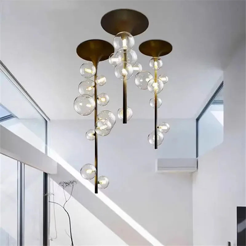 LED Bubble Chandelier Clear Glass Ball Pendant Lamp for Dining Room & Bar