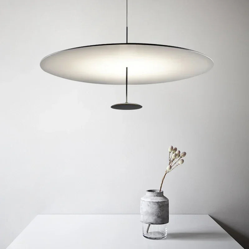 Gold Black Pendant Light for Living Room, Elegant Minimalist Ring Suspension Lamp