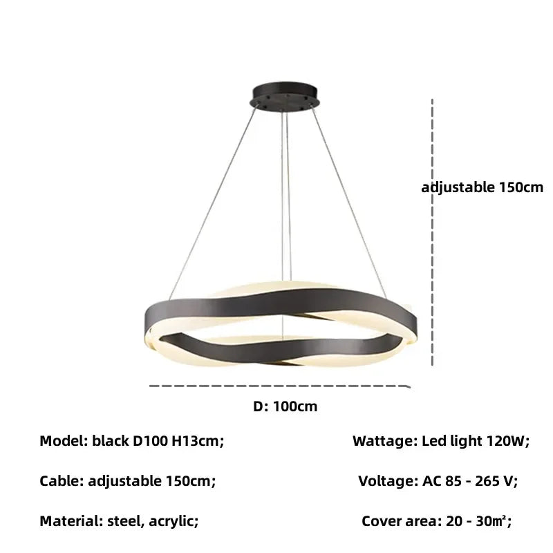 Modern Steel LED Pendant Lights Acrylic Lustre Hanging Lamp for Dining Room