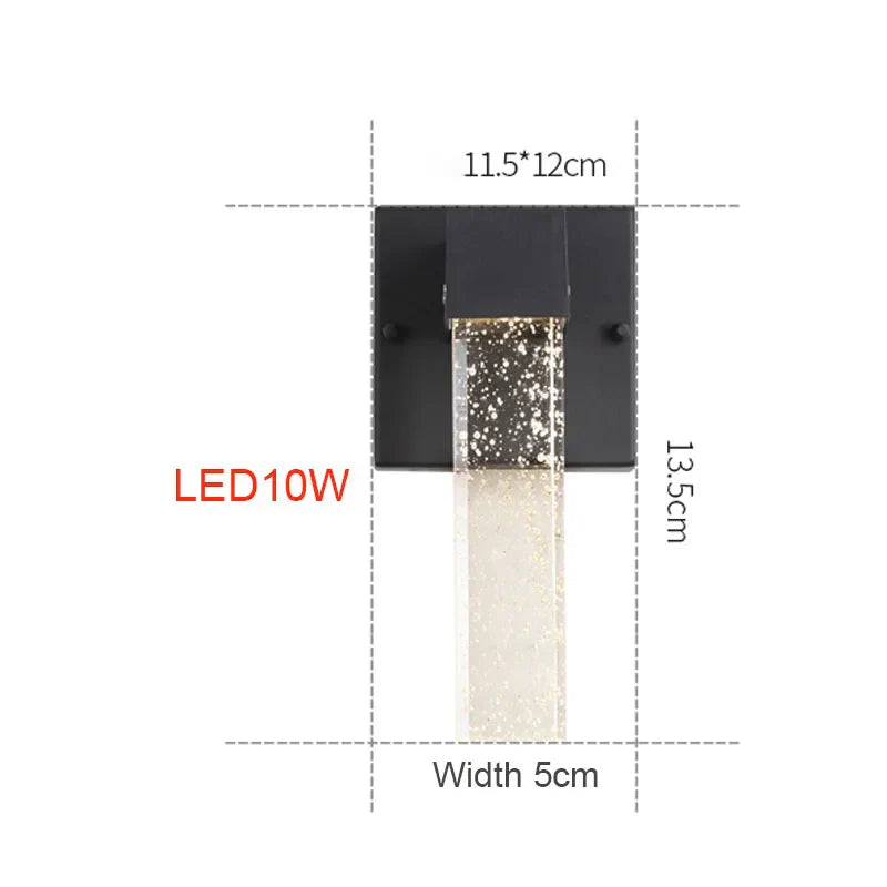 Crystal LED Outdoor Wall Light IP65 Waterproof Sconce for Balcony Garden