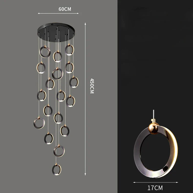 Crystal Chandelier Stair Pendant, Modern Living Room Lighting, Interior Home Decoration