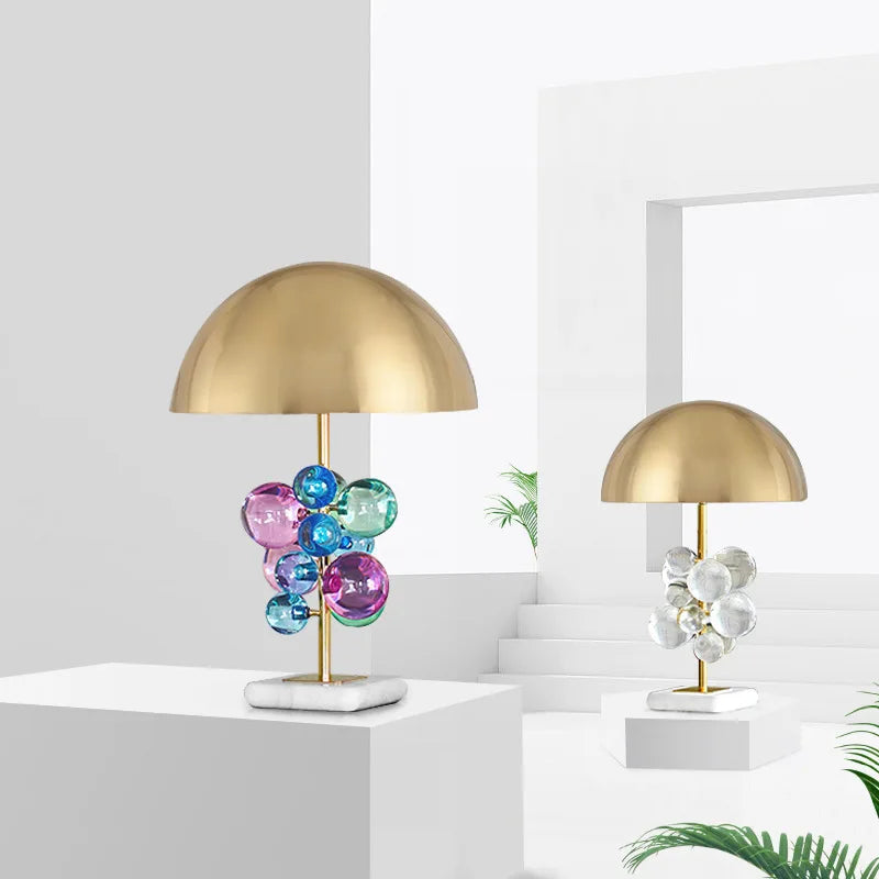 Golden Mushroom Crystal Ball Table Lamp Multicolored Creative Bedroom Decor