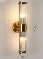 Luxury Crystal Glass Wall Sconce Light Fixture Gold for Bedroom Living Room