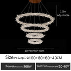 Luxury Crystal LED Chandelier | Dimmable Ring Gloss Ceiling Chandelier for Modern Living Room