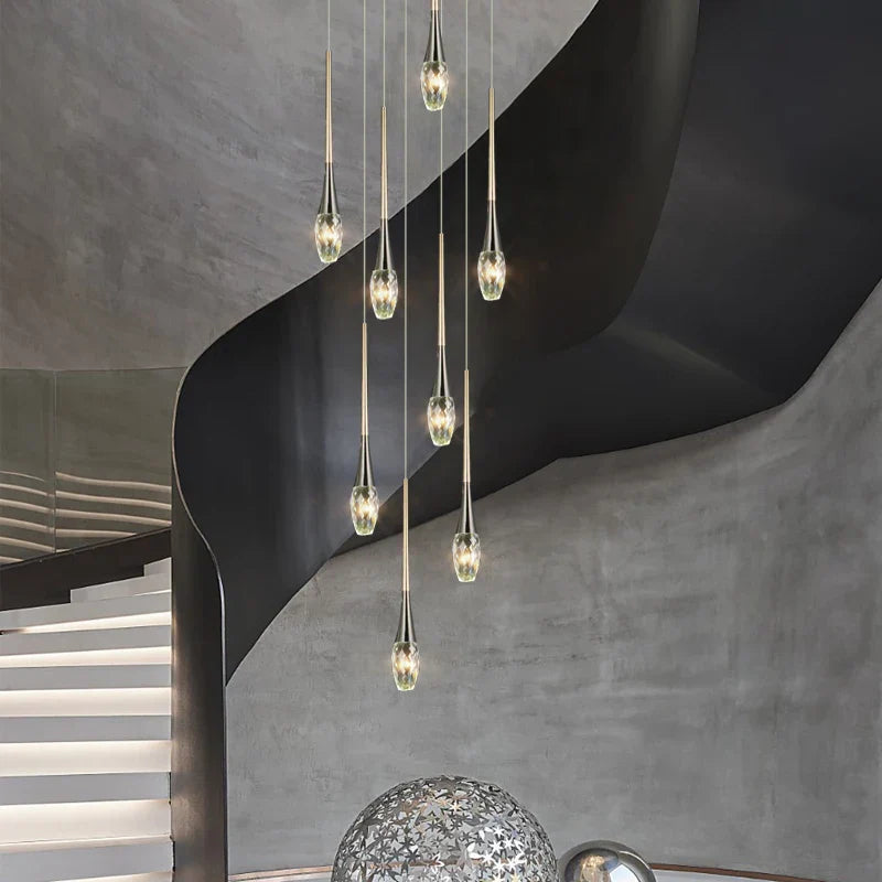 Modern Crystal Long Chandelier for Sales Department, Living Room & Restaurant