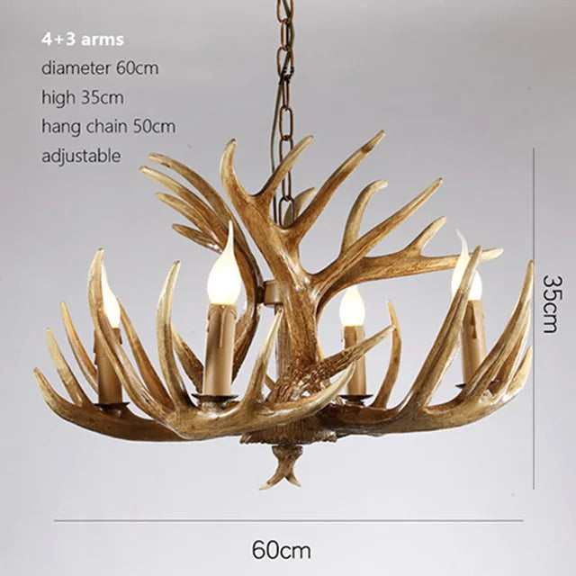 Antler Pendant Chandelier for Home Decor and Lighting, Industrial Style Deer Horn Fixture