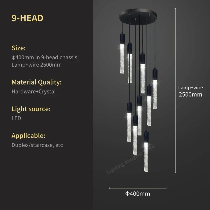 Crystal Bubble Chandelier Pendant Light - Modern Staircase Hanging Fixture