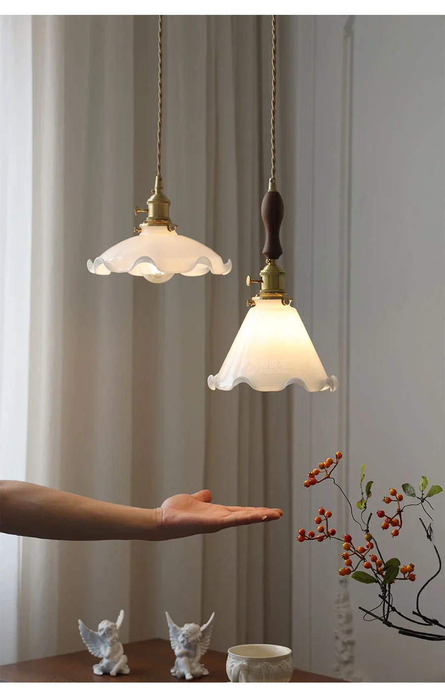 Scandinavian Brass Chandelier: Modern Luxury Glass Hanging Lamp for Dining Table & Bedside