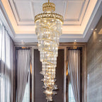 Luxury Crystal Chandelier for Duplex, Villa, Hotel Lobby, and Spiral Staircase