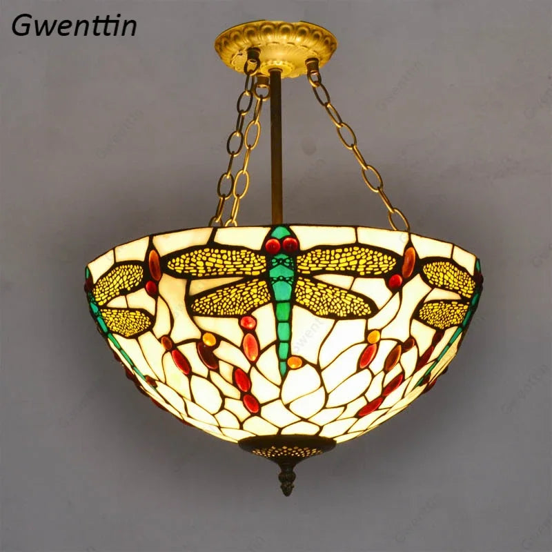 Stained Glass Tiffany Chandelier Pendant Light for Mediterranean Home Decor