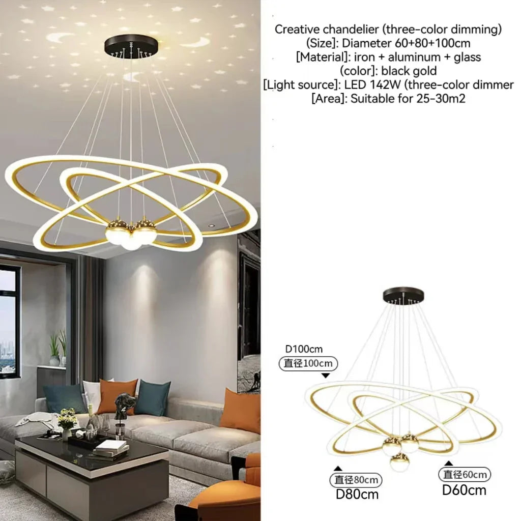 Modern Nordic Indoor LED Starry Sky Ceiling Chandelier
