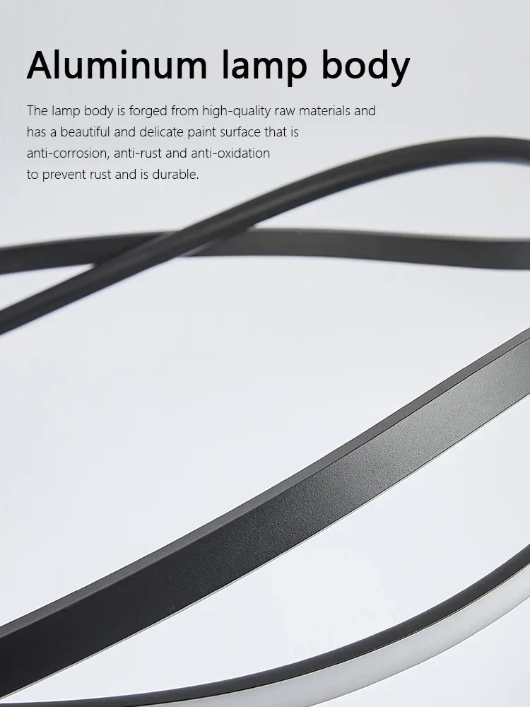 Minimalist Curve Ring LED Pendant Light for Living Dining Bedroom Chandelier