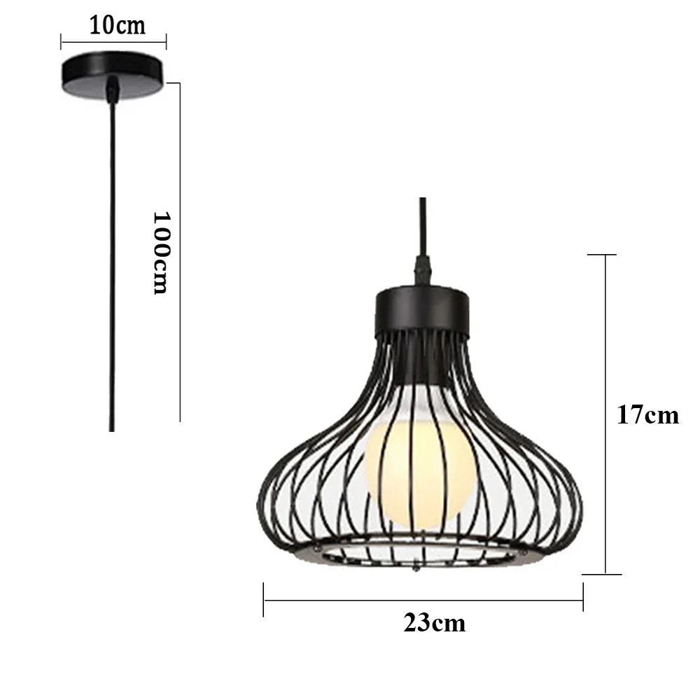 Industrial Cage LED Pendant Light for Modern Vintage Chandelier in Living Room
