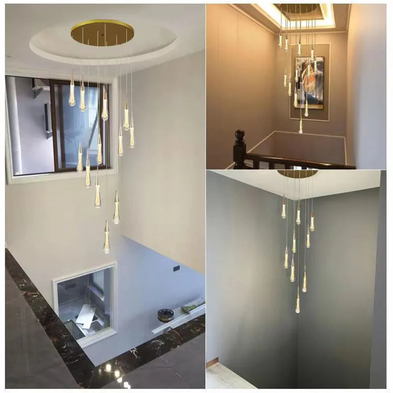 Crystal LED Chandelier: Modern Loft Art Pendant Lighting for Restaurant, Bar, Staircase