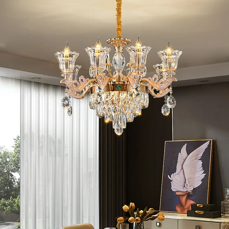 Luxury European Crystal Chandelier Living Room Lamp
