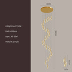 Modern Gold Spiral Stairs Acrylic Chandelier LED Pendant Lighting Spiral Stairs Hanging Luminarias