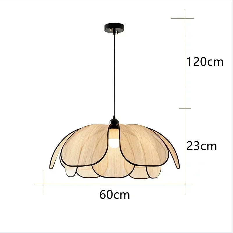 Petal Rattan Pendant Lamp, Elegant Ceiling Light for Dining Room & Living Space