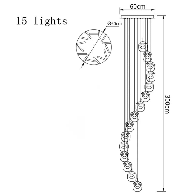 Luxury LED Crystal Chandelier for Staircase, Creative Living Room Lighting