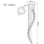 Luxury LED Crystal Chandelier for Staircase, Creative Living Room Lighting