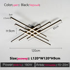 Black Chandelier LED Ceiling Lamp: Nordic Minimalist Square Living Room & Bedroom Lights