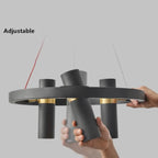 Black Metal Circle LED Pendant Light for Living room, Dining, Kitchen, Bar Decor