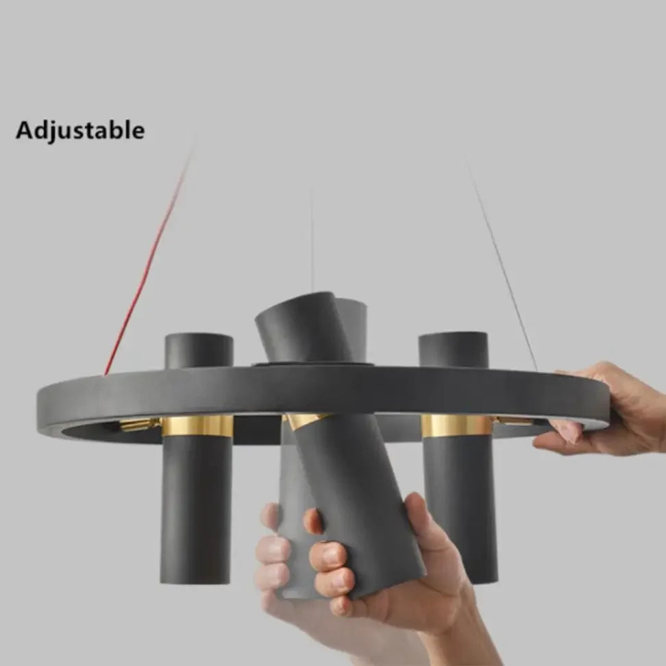 Black Metal Circle LED Pendant Light for Living room, Dining, Kitchen, Bar Decor