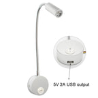 USB Wall Lamp LED Reading Light 3W 3000K 4000K 6000K Black Silver White