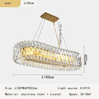 Oval Crystal Chandelier for Living Room Bedroom Study Lighting