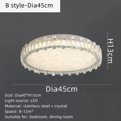 Modern Round LED Crystal Ceiling Light for Home Decor Lighting