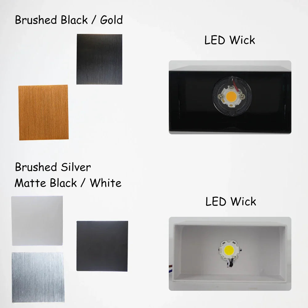 LED Up Down Wall Lamps: Gold & Silver Aluminium Wall Light for Bedroom, Living Room, Corridor