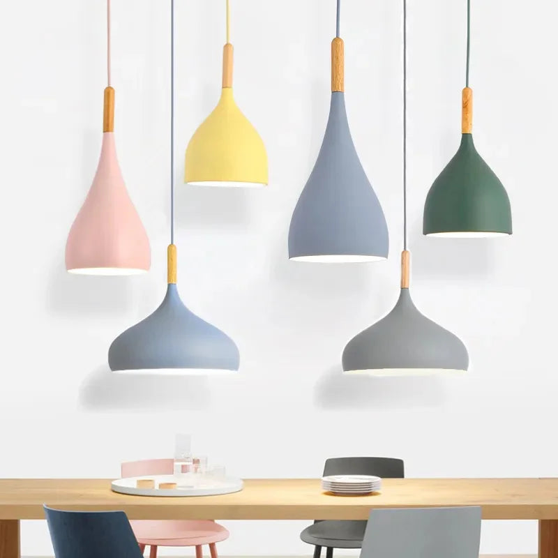 Wood Pendant Light: Modern Nordic Kitchen Ceiling Lamp for Dining Room & Coffee Bar