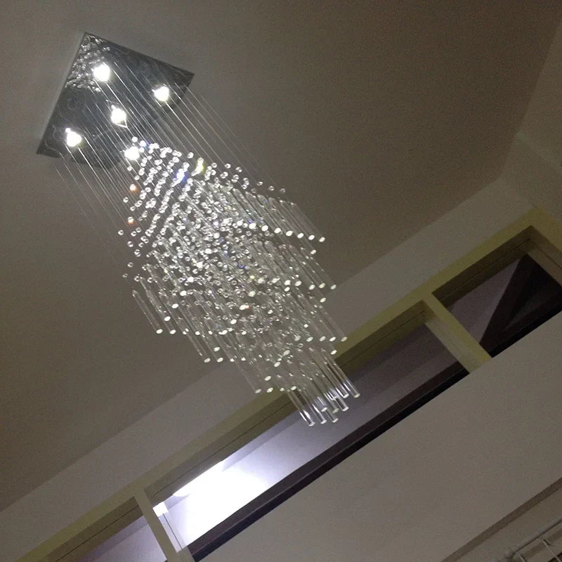 Crystal Ceiling Chandelier: Modern Elegant Living Room & Staircase Light Fixture