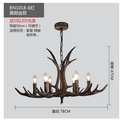 Antler Chandelier: Country Rustic Vintage Loft Lighting for Bedroom, Dining Room & Restaurant