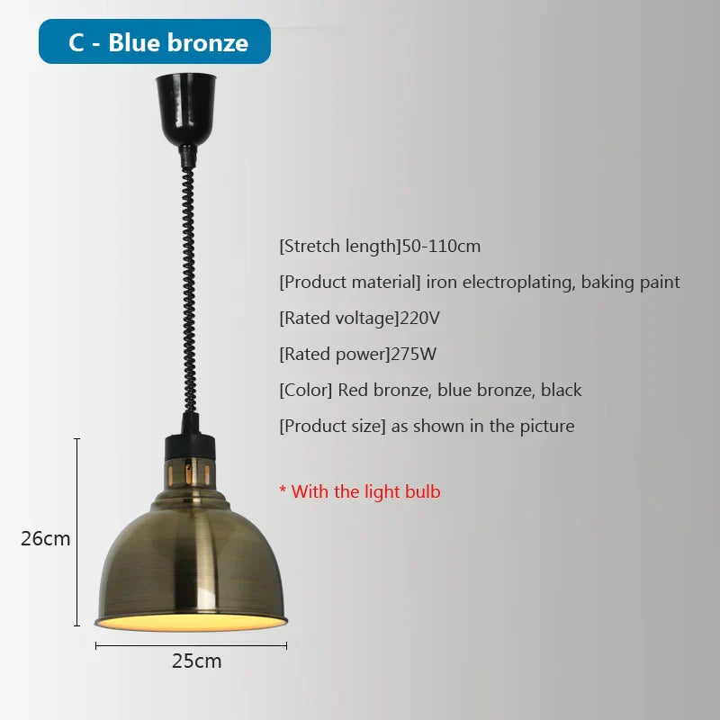 Electric 275W Food Heat Preservation Pendant Light for Kitchen & Restaurant