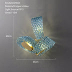 Peacock Leaf LED Ceiling Chandelier for Living Room - Modern Art Deco Blue Copper Lamp