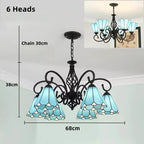 Tiffany Chandeliers: Stained Glass Mediterranean Style Hanging Lamp for Home Lighting