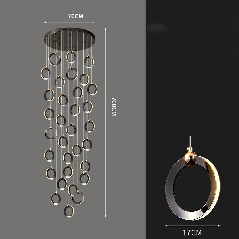 Crystal Chandelier Stair Pendant, Modern Living Room Lighting, Interior Home Decoration