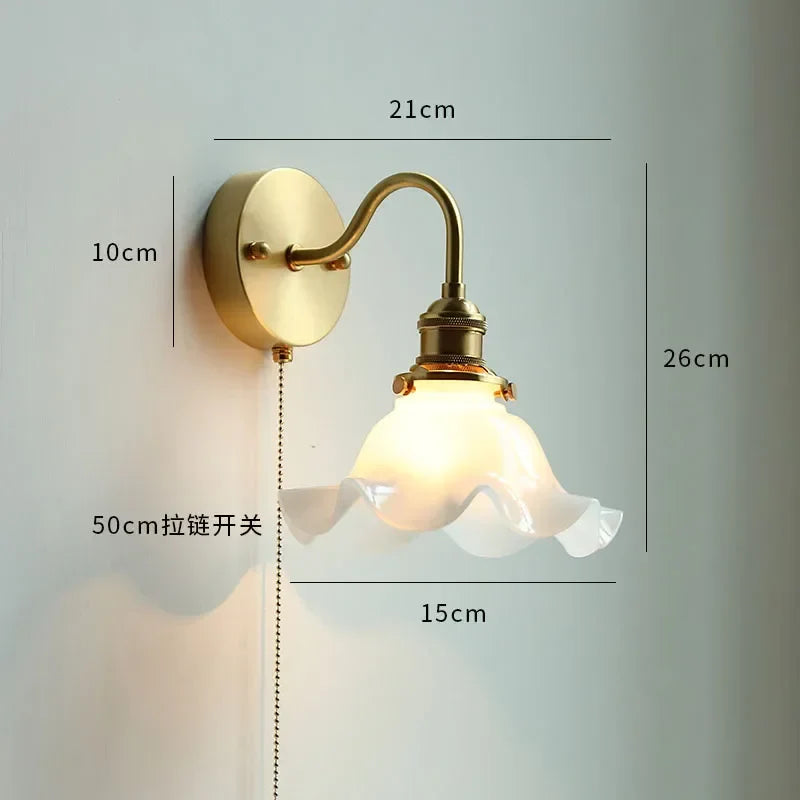 Copper LED Wall Sconce Mirror Stair Light with Pull Switch