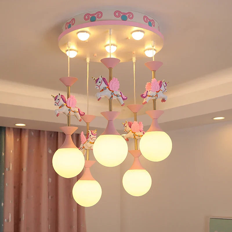 Kids Ceiling Chandelier: Modern LED Pendant Light for Girls' Bedroom Decor