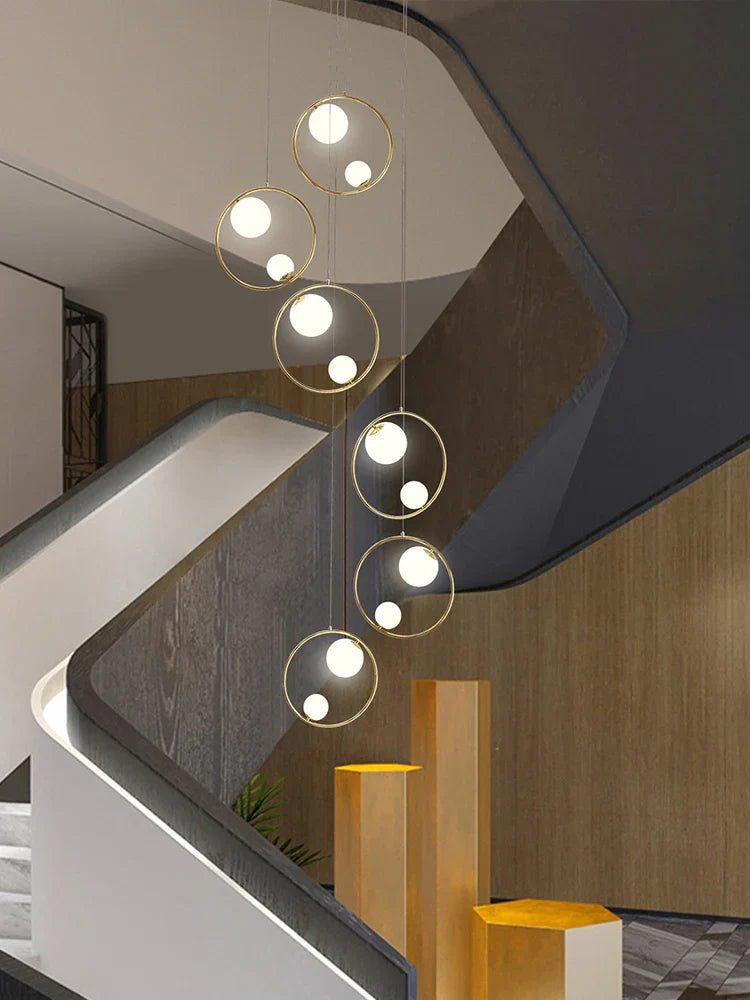 Modern Loft Chandelier Staircase Pendant Light Fixture - Designer Suspension Lustre